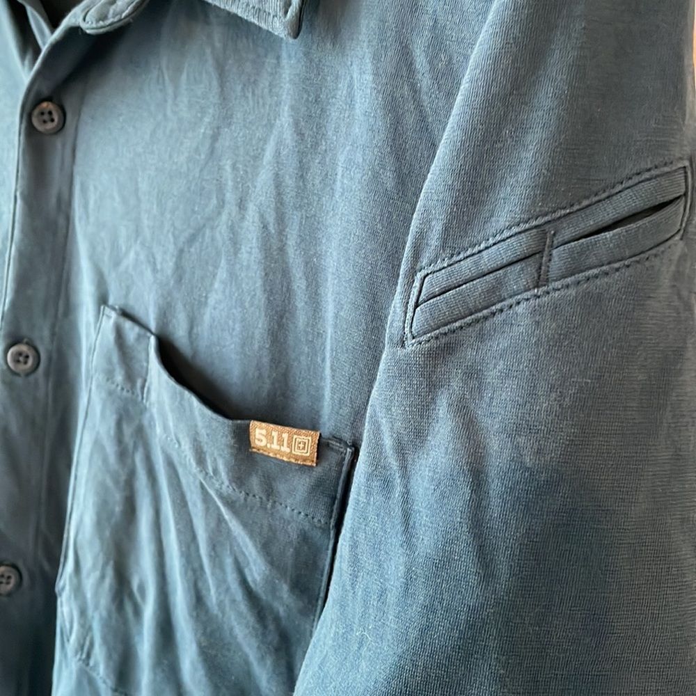 5.11 Tactical Mens Button Up Polo Medium Blue - Picture 3 of 4